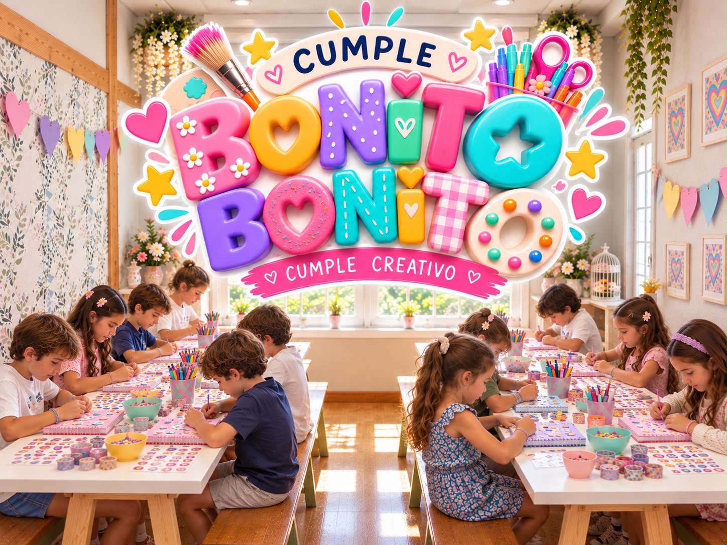 Cumple BONITO BONITO de Mon petit monde - cumpleaños infantil creativo en Madrid con taller de diseños personalizados