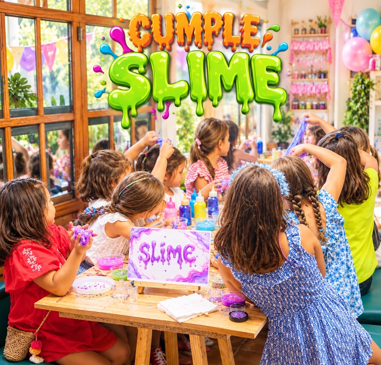 Cumple Slime - taller slime para cumpleaños infantiles en Madrid